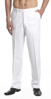  Dress Pants Trousers Flat Front Slacks White 