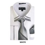  White Long Sleeve Cheap Fashion Clearance Shirt Sale Online For Men with Matching Tie, Hankie Set 