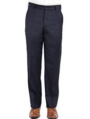  Men's Navy Wool Modern Fit Flat Front Pant