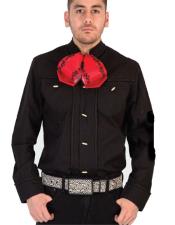  Long Sleeves Solid Pattern Casual Negro High Collared Neck Cheap Fashion Clearance Groomsmen Cowboy Shirt Sale Online For Men