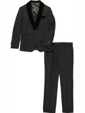  Black 1 Button  Shawl Lapel Prom ~ Wedding Groomsmen Tuxedo Suit
