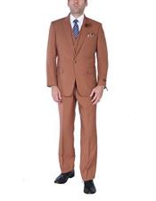  1 Button Double Breasted Vest Brown Pleated Pants Suits  