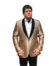  Gold 1 Button Satin Shawl Lapel Suit