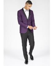  Slim Fit Black and Purple Two toned 1 Button Tuxedo / Graduation Homecoming Outfits with Shawl Lapel