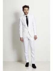  1 Button Beach Wedding outfit - men's All White Linen Suit