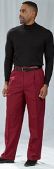  Pacelli Pleated Baggy Fit Dress Pants Burgundy men's Wide Leg Trousers