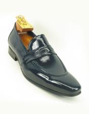  Patent Leather Slip On Stylish Dress Loafer Navy Carrucci men's Prom Shoe - men's Shiny Shoe