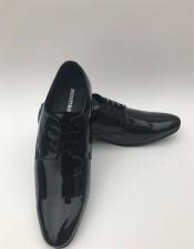  Tuxedo Black Plain Toe Lace Up Style Formal Shiny Dress Groomsmen men's Prom Shoe Perfect For Wedding