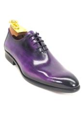  Fashionable Lace Up Style Genuine Calfskin Leather Oxford Carrucci men's Purple Dress Shoe