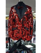  Red Prom ~ Black Sequin Glitter Tuxedo Shiny Dinner Perfect for Prom Jacket 