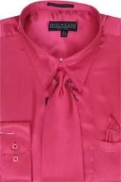  Fuschia Shiny Silky Satin Dress Fashion Clearance Cheap Priced Shirt Online Sale For Men/Tie 