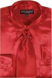  red pastel color Shiny Silky Satin Dress  Fashion Clearance Cheap Priced Shirt Online Sale For Men/Tie 