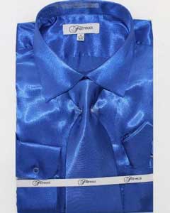 Affordable Clearance Cheap Mens Dress Shirt Sale Online Trendy - FerSH1 Men's Shiny Luxurious Shirt Royal Blue