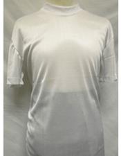  Short Sleeve White Stylish Mock Neck Shiny Cheap Fashion Clearance Shirt Sale Online For Men