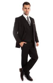   Slim Fit Black Three Piece Prom ~ Wedding Groomsmen Tuxedo Jacket & Pant 