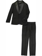   3 Piece Satin Collar Shawl Lapel Black Prom ~ Wedding Groomsmen Tuxedo Suit