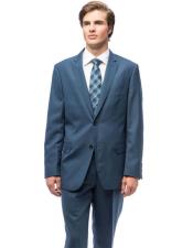  Suit Mens Blue Solid