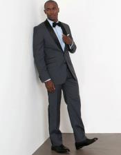  Dark Charcoal Slim Fit Shawl Collar 2 Button Tuxedo Jacket - Mens Grey And Black Tuxedo Wedding - Charcoal Grey Tuxedo