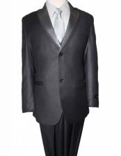  Gray 5 Piece Groomsmen Shirts , Tie & Hanky With Solid Double 3 ~ Three Piece Lapel  Vested kids suits available in little boys 3 three piece suit