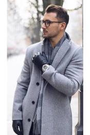 Overcoat Button Closure Long mens Dress Topcoat - Winter coat 4XL 5XL 6XL Light Grey ~ Silver Gray Big and Tall Large Man ~ Plus Size 