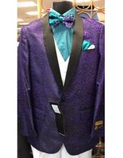 Purple 1 Button Shawl Lapel Blazer Suit Jacket