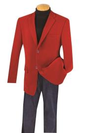  Christmas Big and Tall Large Man ~ Plus Size 2 Button Suit Jacket - Red Velvet Blazer For Men