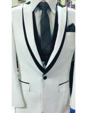  Modern Fit  Trimmed White Suit