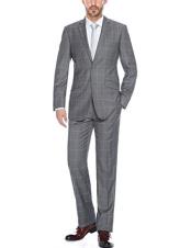  Windowpane Plaid Inexpensive ~ Cheap ~ Discounted Clearance Sale Prom 2 Piece Grey Extra Slim Fit Suit