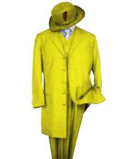   5 Buttons Classic Long Fashion Yellow Zoot Suit
