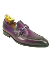  Fashionable Slip On Leather With Top Silver Buckle Carrucci men's Purple Dress Shoe 