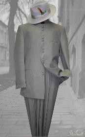  Basic Solid Plain Color Gray Online Indian Wedding Outfits ~ Mandarin ~ Nehru Collar Jacket Collarless Style 2PC Suit