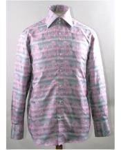  High Collar Swirl Pattern Pink Fabric Shiny Cheap Fashion Clearance Shirt Sale Online For Men