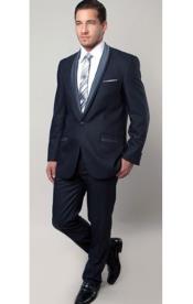  Tazio Brand Single Buttons Blue 2 Toned Trimmed Prom ~ Wedding Groomsmen Tuxedo / Graduation Homecoming Outfits Inexpensive ~ Cheap ~ Discounted Clearance Sale Extra Slim Fit Suit