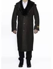  Three Button Big and Tall Large Man ~ Plus Size Removable Fur Collar Overcoat 4XL 5XL 6XL Brown Long men's Dress Topcoat - Winter coat