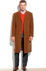  3 Button 95% Wool Brown Overcoat ~ Long men's Dress Topcoat -  Winter coat 