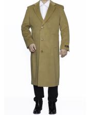  3 Button Camel Full Length Wool Dress Ankle length Top Coat/Overcoat - Mens Overcoat