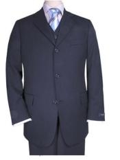   3 - Three Piece crafted professionally italian fabric fabric Navy Vested Superior fabric 120's suit 