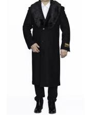  Three Button Big and Tall Large Man ~ Plus Size Removable Fur Collar Overcoat 4XL 5XL 6XL Black Long men's Dress Topcoat - Winter coat