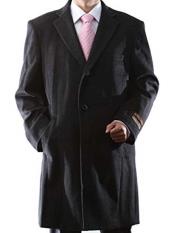  Men's 3 Buttons Dark Charcoal Luxury Wool/Three Quarter Length Long men's Dress Topcoat -  Winter coat - Mens Overcoat