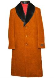  Rust Big and Tall Large Man ~ Plus Size Three Button Closure Overcoat Fur Collar 4XL 5XL 6XL Long men's Dress Topcoat -  Winter coat