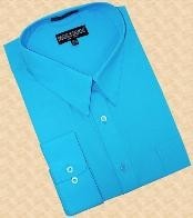 Mens Turquoise Dress Shirt - Light Blue Stage Party Cotton Blend Dress Cheap Fashion Clearance Shirt Sale Online For Men