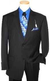  Two Button Dark color Black Wedding / Prom Shadow tone on tone Stripe ~ Pinstripe Suit 