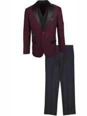  3 ~ Three Piece 2 Button Burgundy Prom Wedding Prom Vested ~ Wedding Groomsmen Tuxedo Cheap Discounted Suit