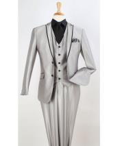  2 Button Fashion Light Gray / Prom Trim Lapel And Perfect For Wedding 3 Pieces Prom ~ Gro
