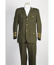  men's 2 Button Dark Green Safari Military Style Olive Online Indian Wedding Outfits ~ Mandarin ~ Nehru Collar Jacket Collarless Style Suit