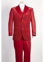  men's Red 2 Button  Suit