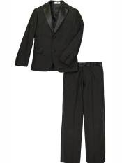  2 Button  Prom ~ Wedding Groomsmen Tuxedo Black Suit