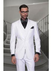 Statement Confidence Men's Solid All White Suit For Men 2 Button Modern Fit Suits Wool Suit