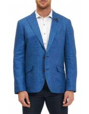  Two Buttons 100% Linen For Beach Wedding outfit Blue Classic Fit Blazer Suit Jacket Sportcoat