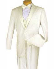  Two Buttons 4pc Ivory ~ Cream ~ Off White Vested With Bow Tie Pleated Pants Cheap Homecoming Tuxedo